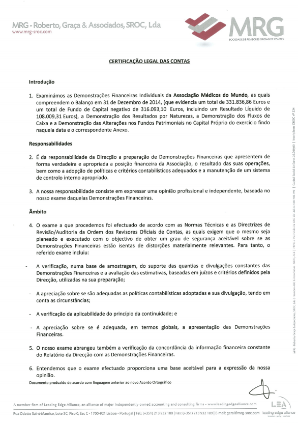 Relatórios De Atividades E Contas Medicos Do Mundo